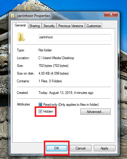 ایجاد یک فایل مخفی در ویندوز