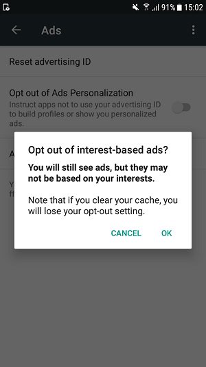 غیر فعال کردن تبلیغات شخصی گوگل در اندروید