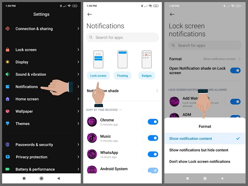 مراحل مخفی کردن نوتیفیکیشن بدون خاموش کردن اعلانها
