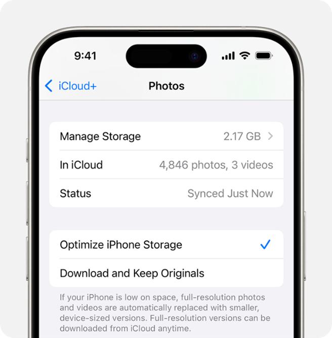 فعال کردن Optimize iPhone Storage