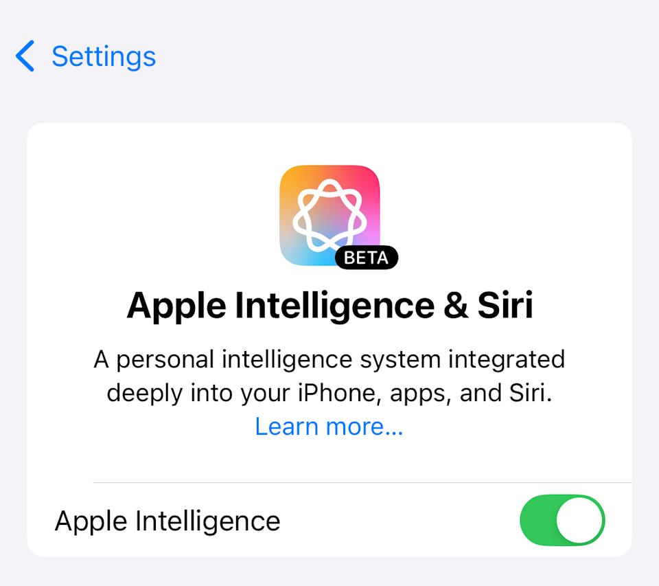 فعال بودن Apple Intelligence را بررسی کنید