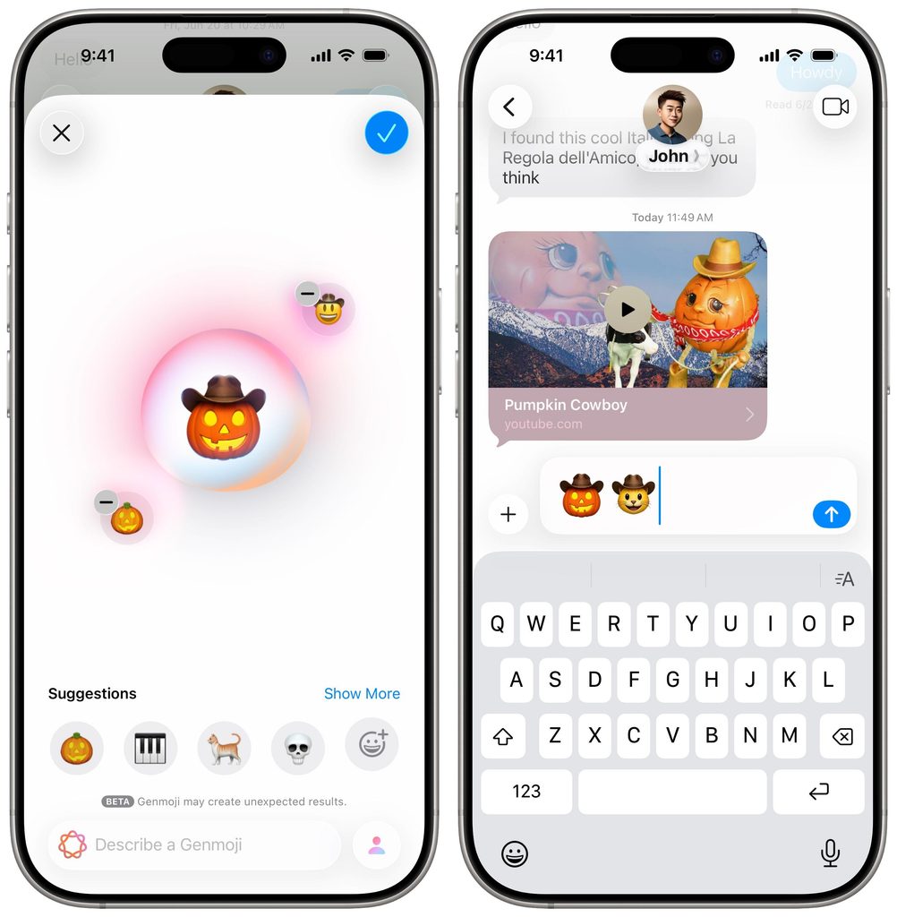 ساخت Genmoji از روی عکس یک شخص